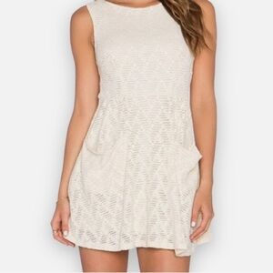 Free People Poppy Lace Open Back Cream Lace Mini Dress with Pockets Small